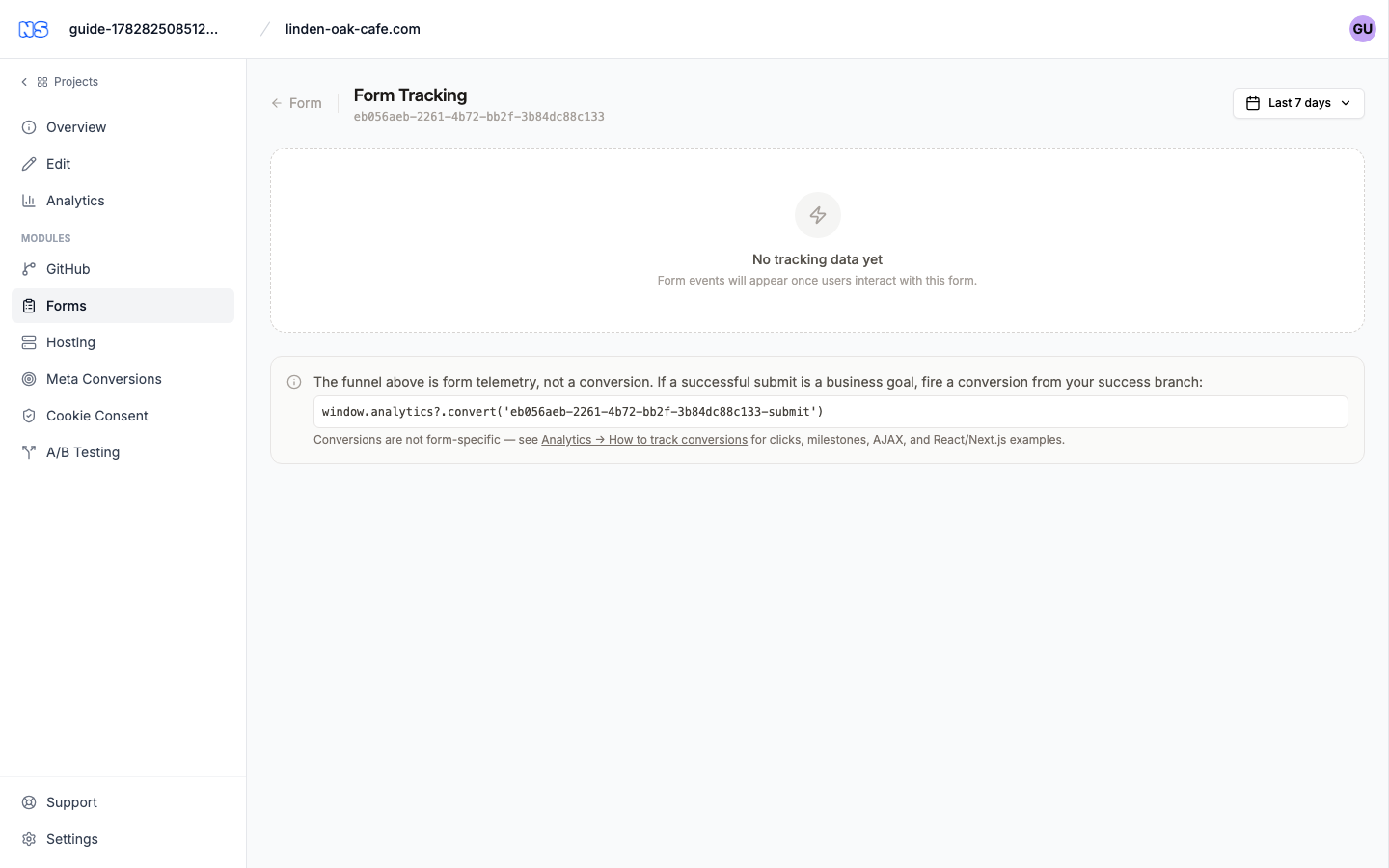 The form tracking dashboard