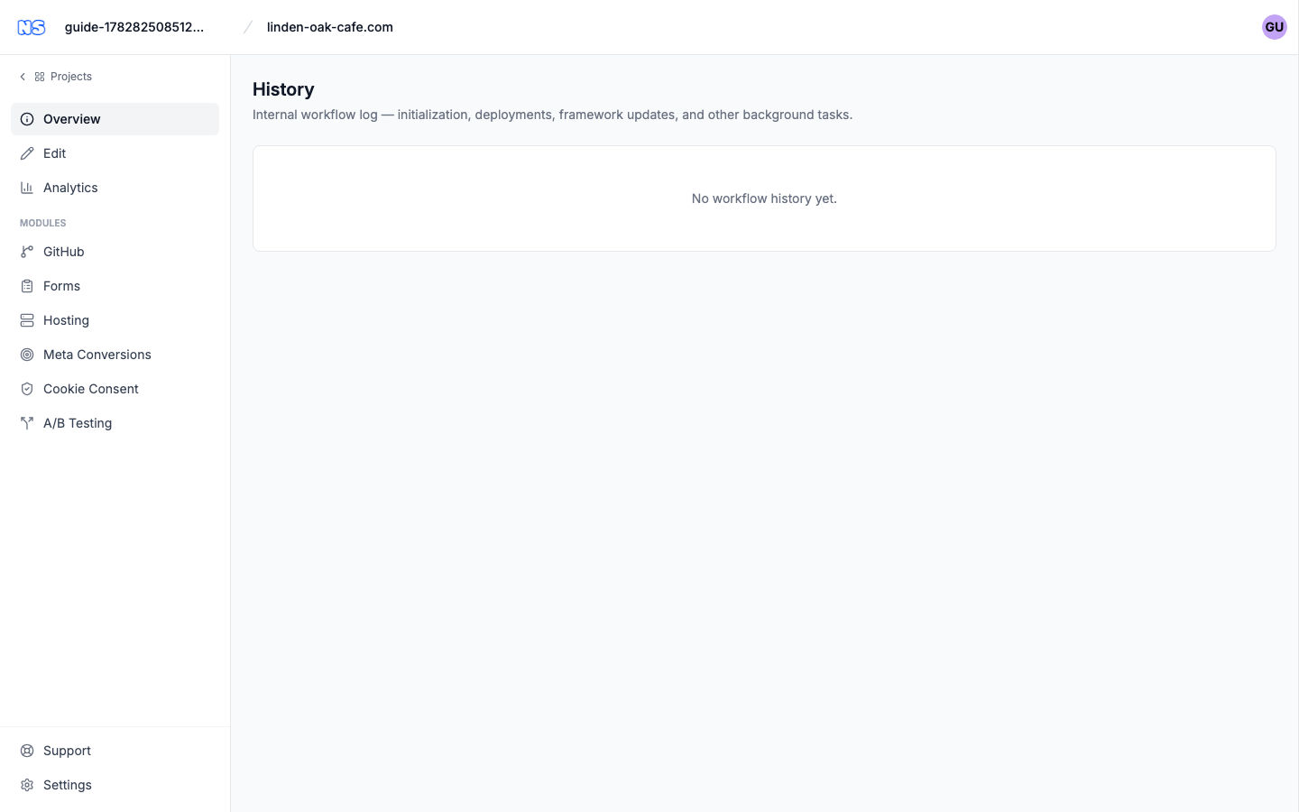 A project's history