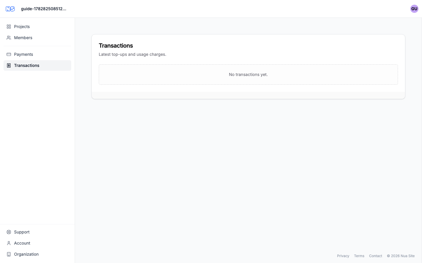 Your organization transactions